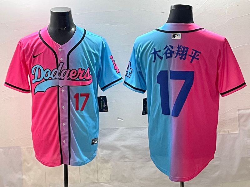 Men Los Angeles Dodgers #17 Ohtani Blue pink Game 2025 Nike MLB Jersey style 002